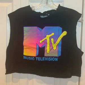black cropped MTV muscle tee
